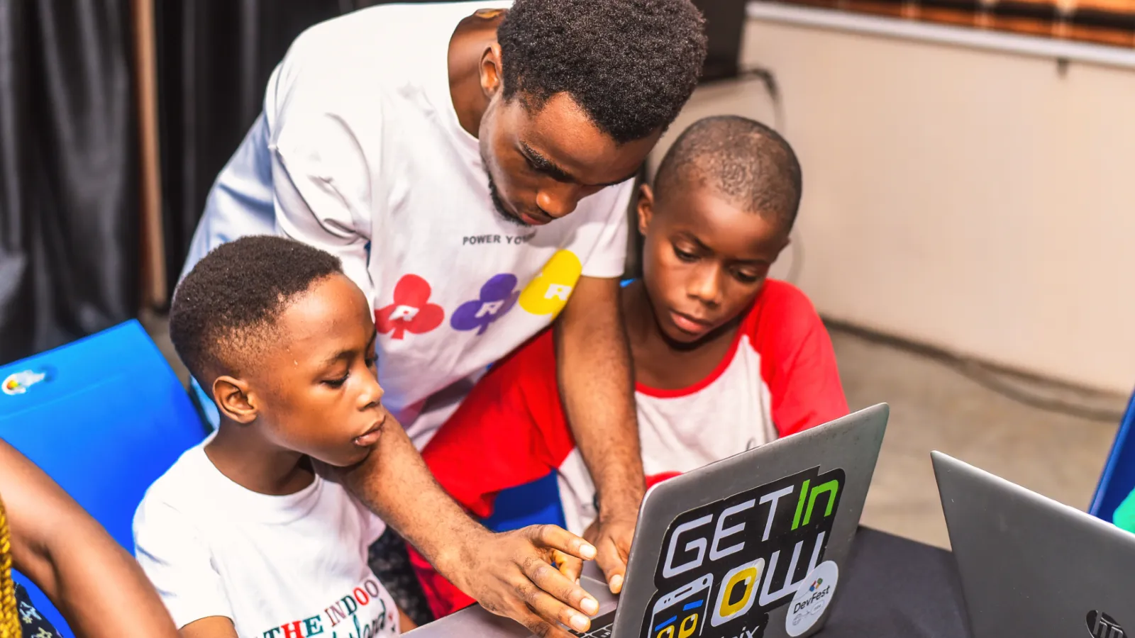 Students learning how to code